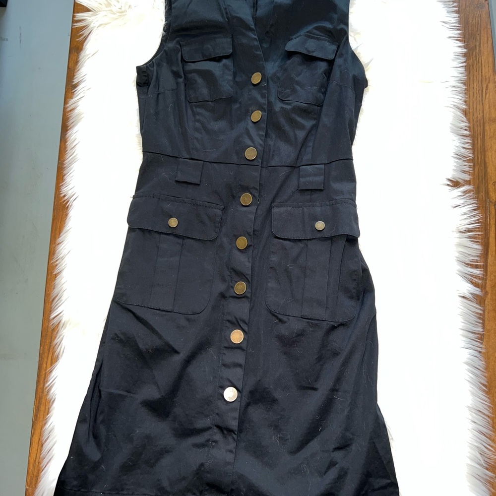 Banana Republic sleeveless black cargo shift dress size 2 - Picture 3 of 12